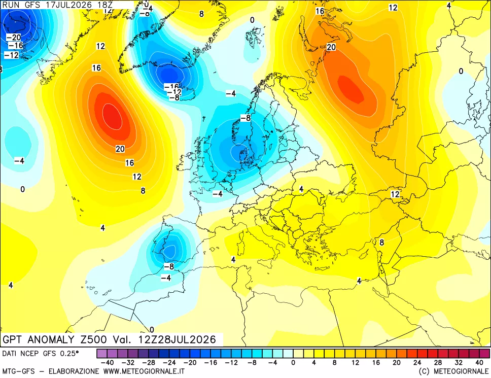 mappa 500 hPa GPT Anomaly vs Cli.No 1981-2010