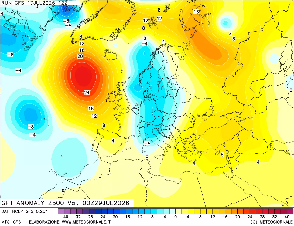 mappa 500 hPa GPT Anomaly vs Cli.No 1981-2010
