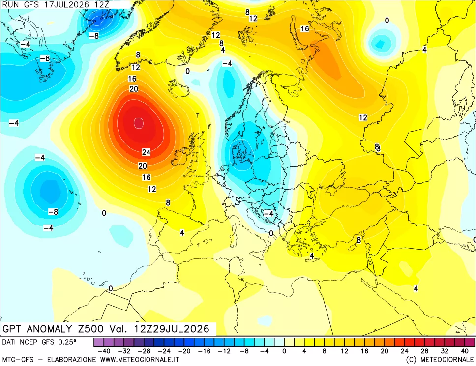 mappa 500 hPa GPT Anomaly vs Cli.No 1981-2010