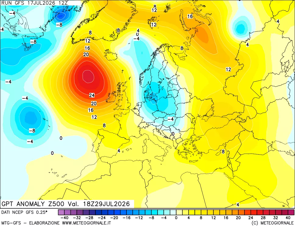 mappa 500 hPa GPT Anomaly vs Cli.No 1981-2010