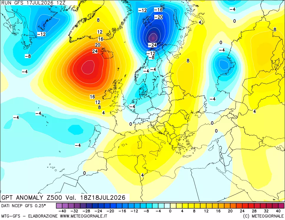 mappa 500 hPa GPT Anomaly vs Cli.No 1981-2010