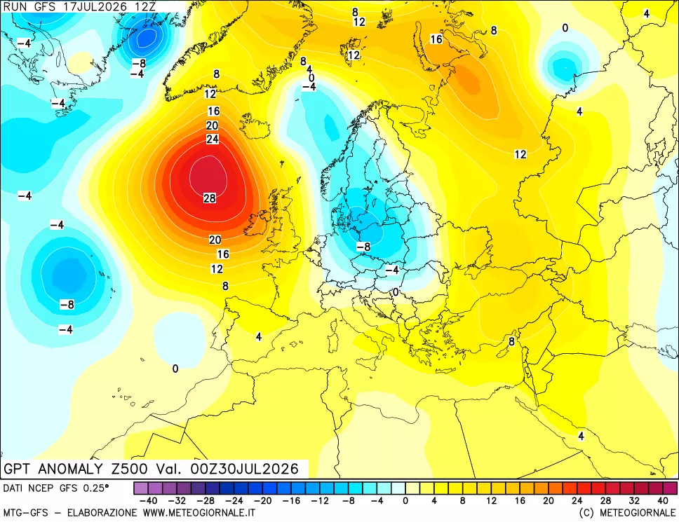 mappa 500 hPa GPT Anomaly vs Cli.No 1981-2010