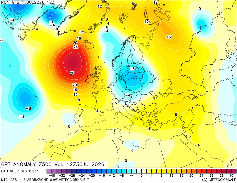 mappa 500 hPa GPT Anomaly vs Cli.No 1981-2010
