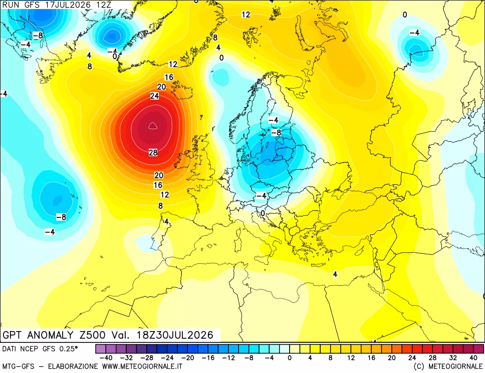 mappa 500 hPa GPT Anomaly vs Cli.No 1981-2010