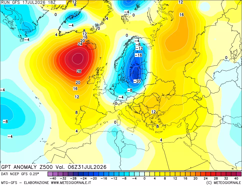 mappa 500 hPa GPT Anomaly vs Cli.No 1981-2010