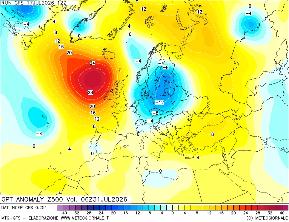 mappa 500 hPa GPT Anomaly vs Cli.No 1981-2010