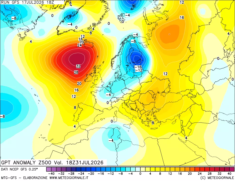 mappa 500 hPa GPT Anomaly vs Cli.No 1981-2010