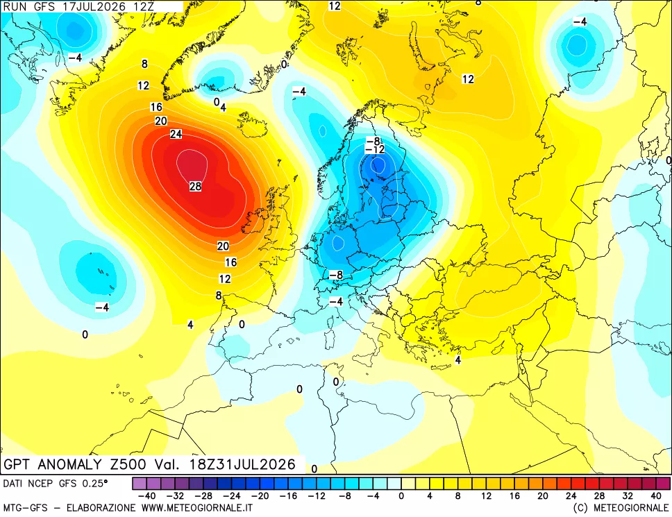 mappa 500 hPa GPT Anomaly vs Cli.No 1981-2010