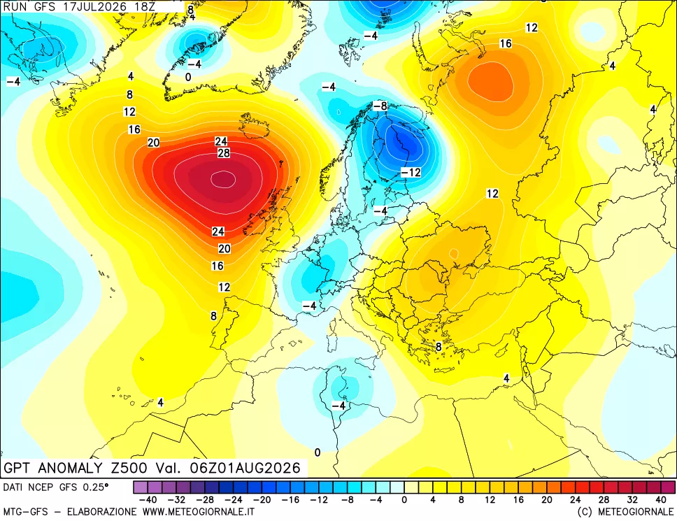 mappa 500 hPa GPT Anomaly vs Cli.No 1981-2010