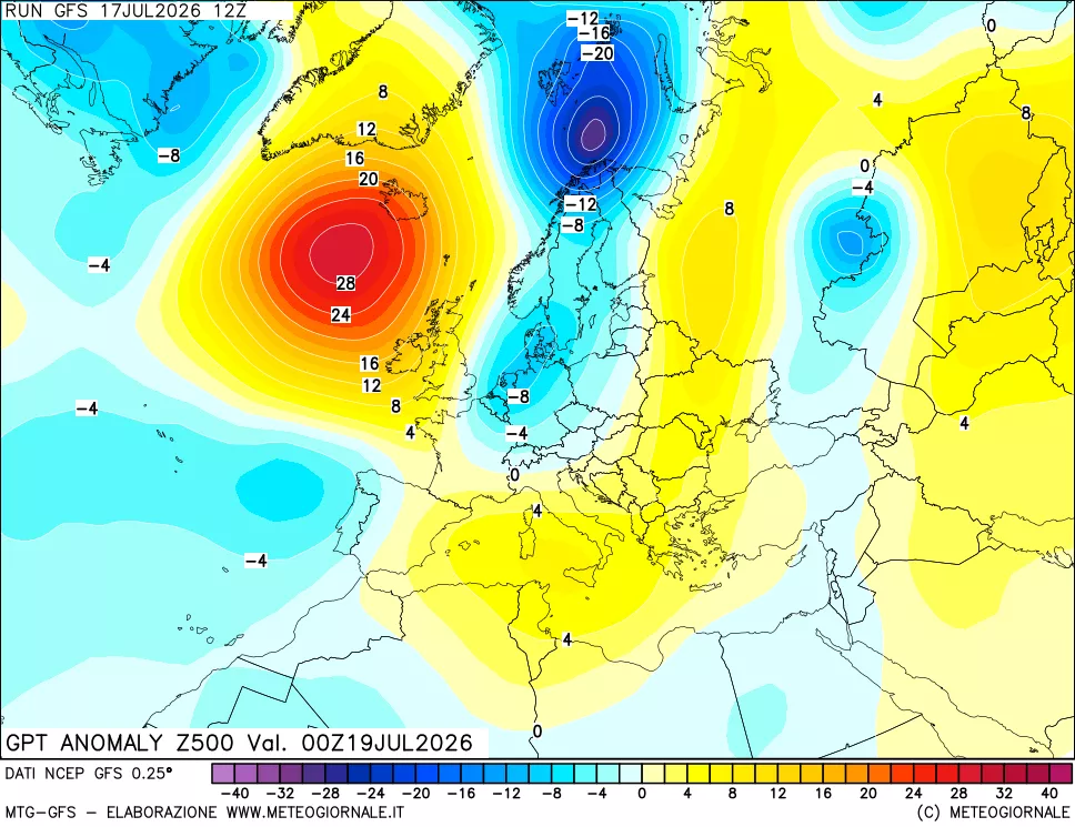 mappa 500 hPa GPT Anomaly vs Cli.No 1981-2010