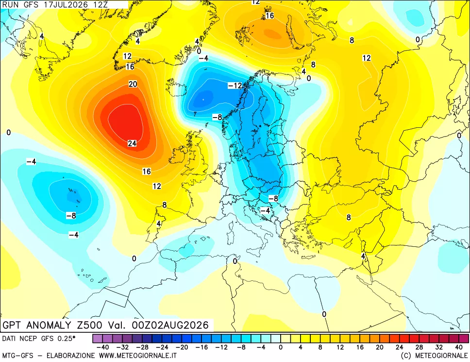 mappa 500 hPa GPT Anomaly vs Cli.No 1981-2010