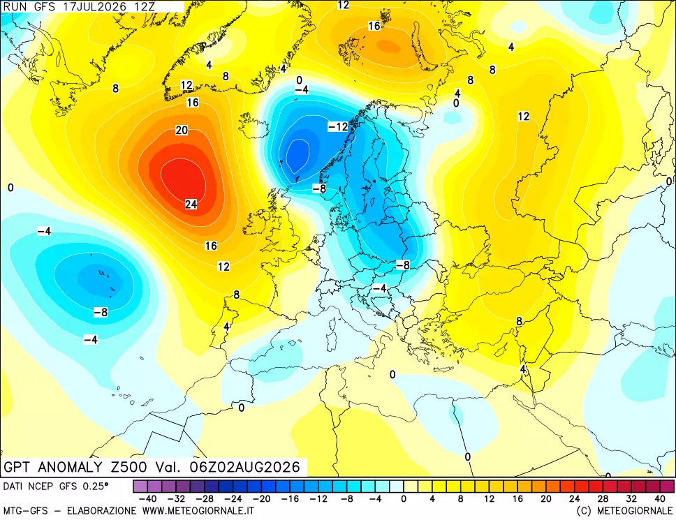 mappa 500 hPa GPT Anomaly vs Cli.No 1981-2010