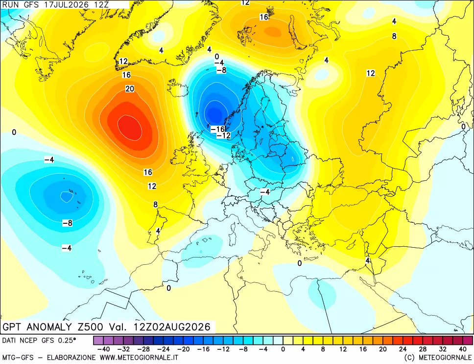 mappa 500 hPa GPT Anomaly vs Cli.No 1981-2010