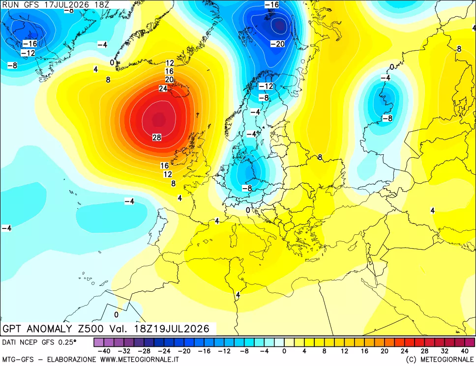 mappa 500 hPa GPT Anomaly vs Cli.No 1981-2010