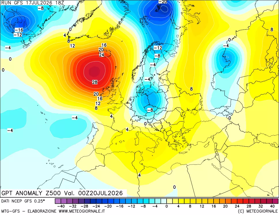 mappa 500 hPa GPT Anomaly vs Cli.No 1981-2010