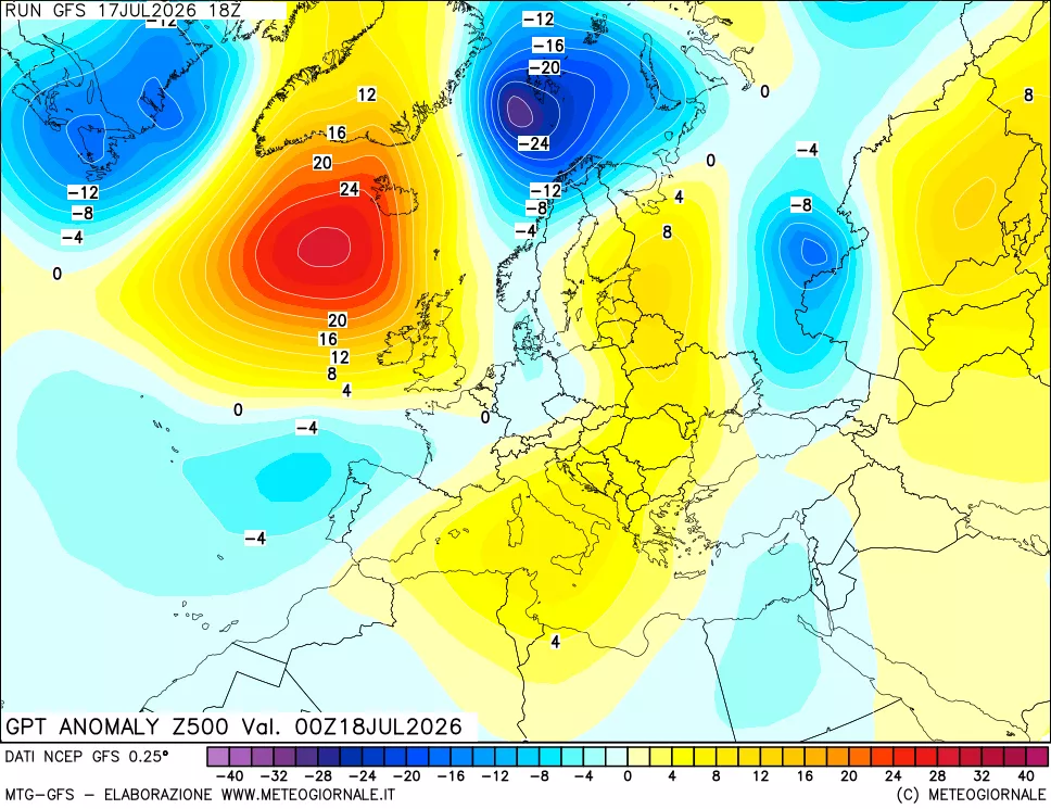 mappa 500 hPa GPT Anomaly vs Cli.No 1981-2010