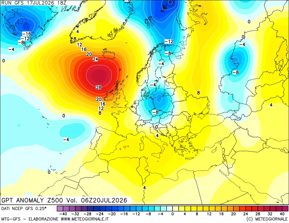 mappa 500 hPa GPT Anomaly vs Cli.No 1981-2010