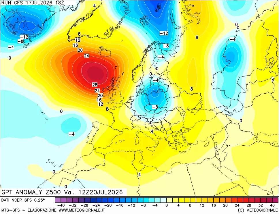 mappa 500 hPa GPT Anomaly vs Cli.No 1981-2010