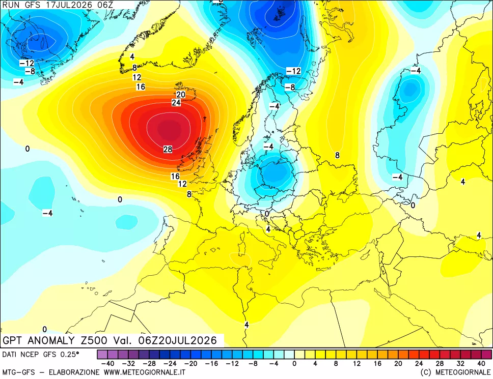 mappa 500 hPa GPT Anomaly vs Cli.No 1981-2010