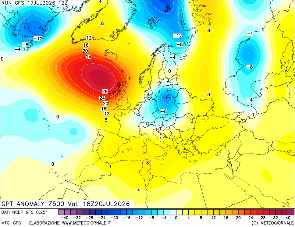 mappa 500 hPa GPT Anomaly vs Cli.No 1981-2010