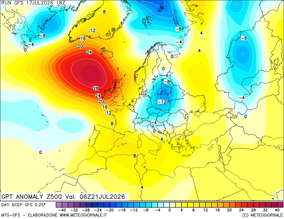 mappa 500 hPa GPT Anomaly vs Cli.No 1981-2010