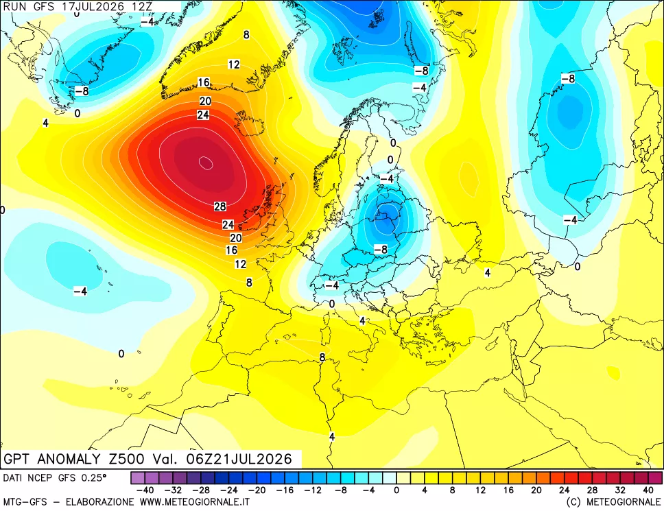 mappa 500 hPa GPT Anomaly vs Cli.No 1981-2010