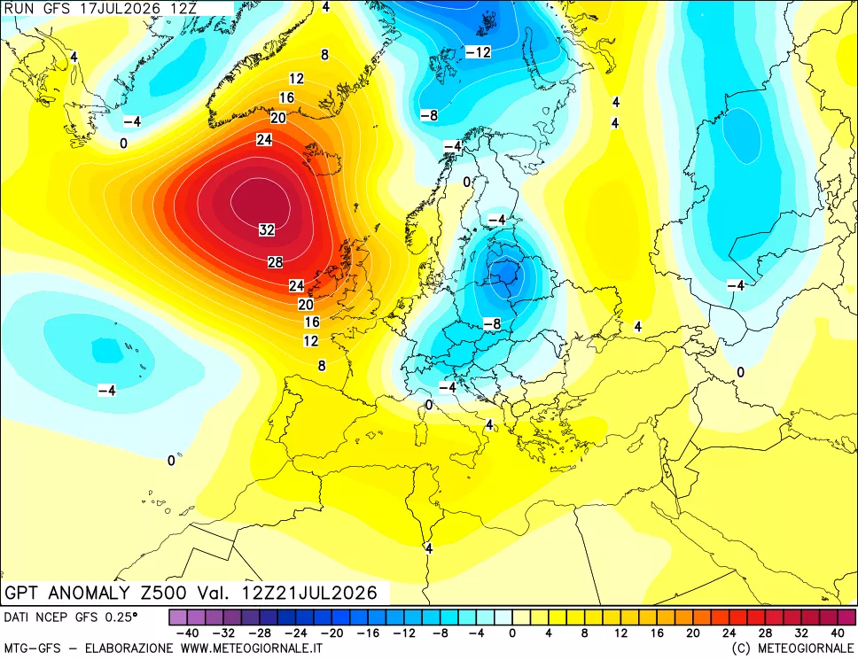 mappa 500 hPa GPT Anomaly vs Cli.No 1981-2010