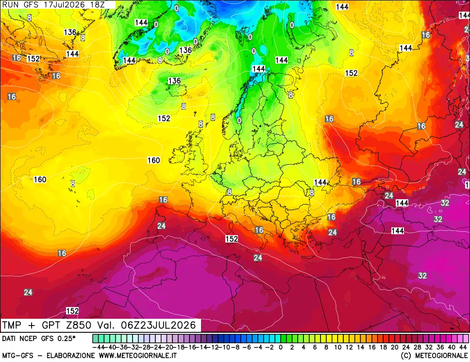 mappa 850 hPa Temp + GPT