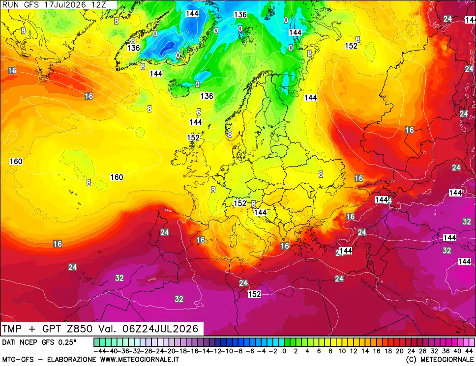 mappa 850 hPa Temp + GPT