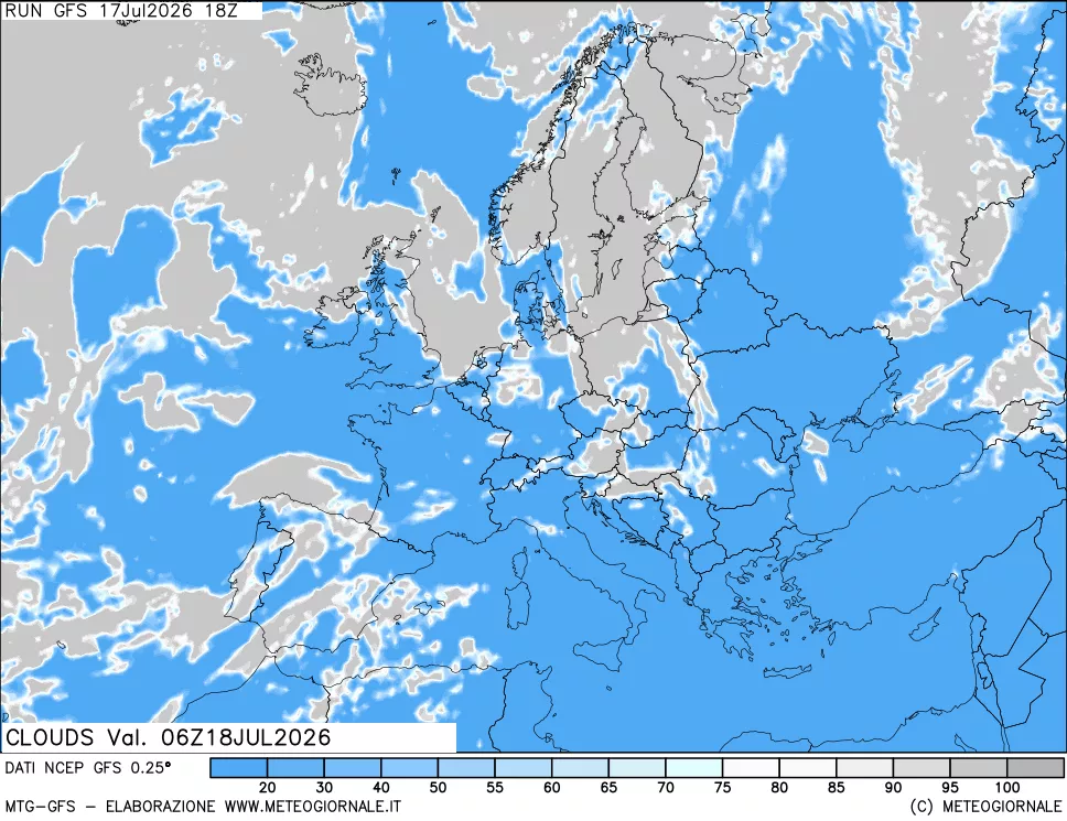 mappa Nuvolosit&agrave; totale