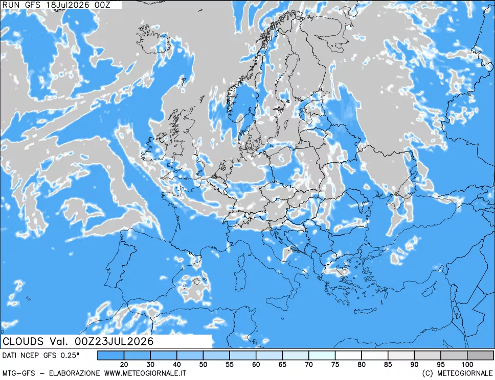 mappa Nuvolosit&agrave; totale