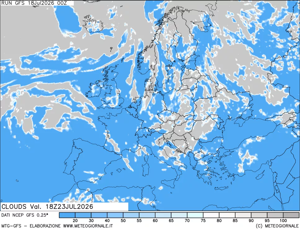 mappa Nuvolosit&agrave; totale