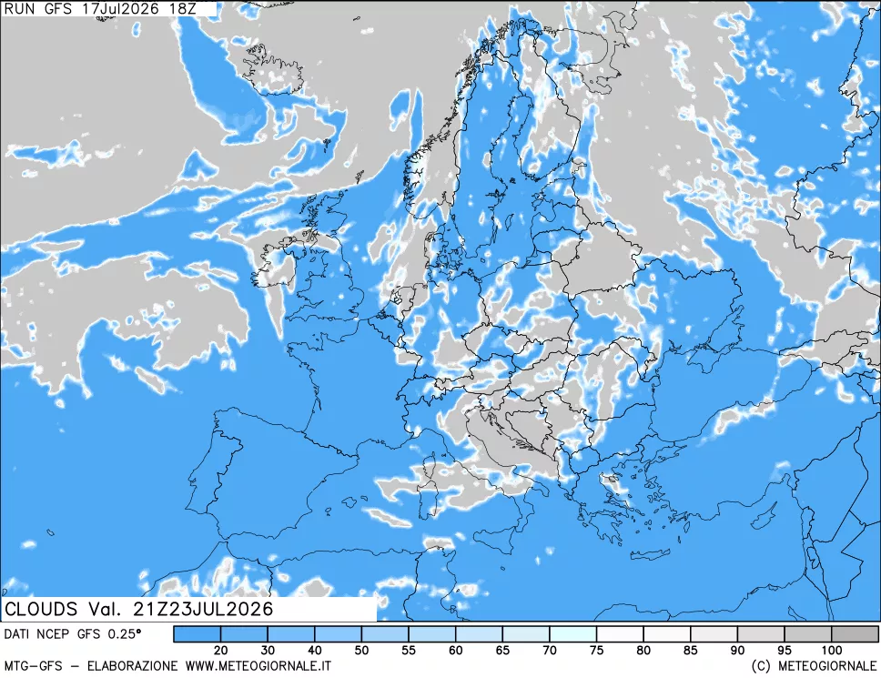 mappa Nuvolosit&agrave; totale