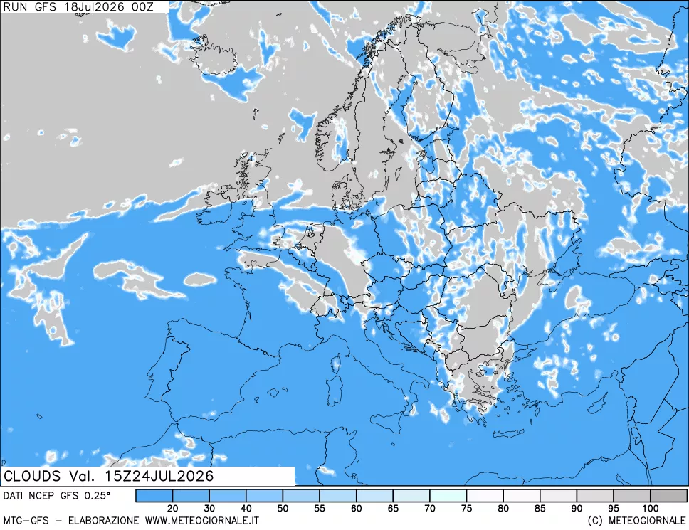 mappa Nuvolosit&agrave; totale