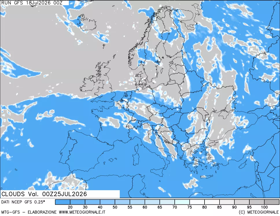 mappa Nuvolosit&agrave; totale