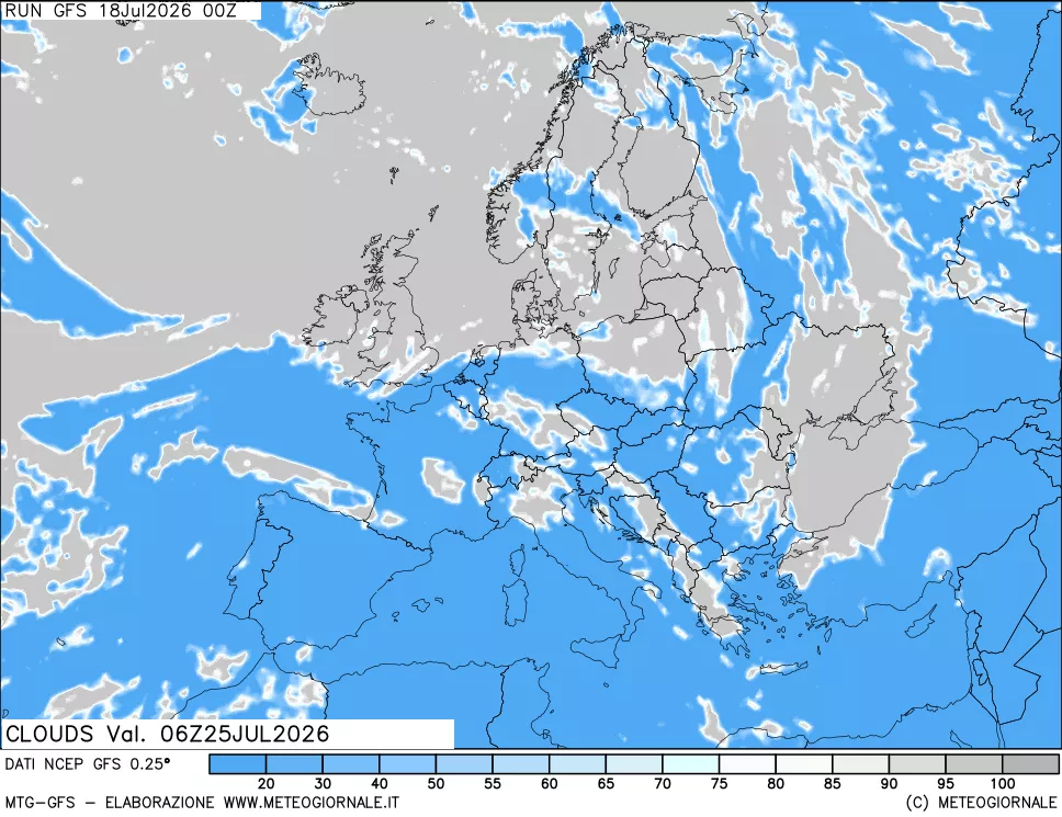mappa Nuvolosit&agrave; totale