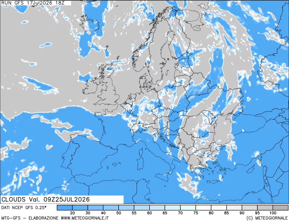 mappa Nuvolosit&agrave; totale