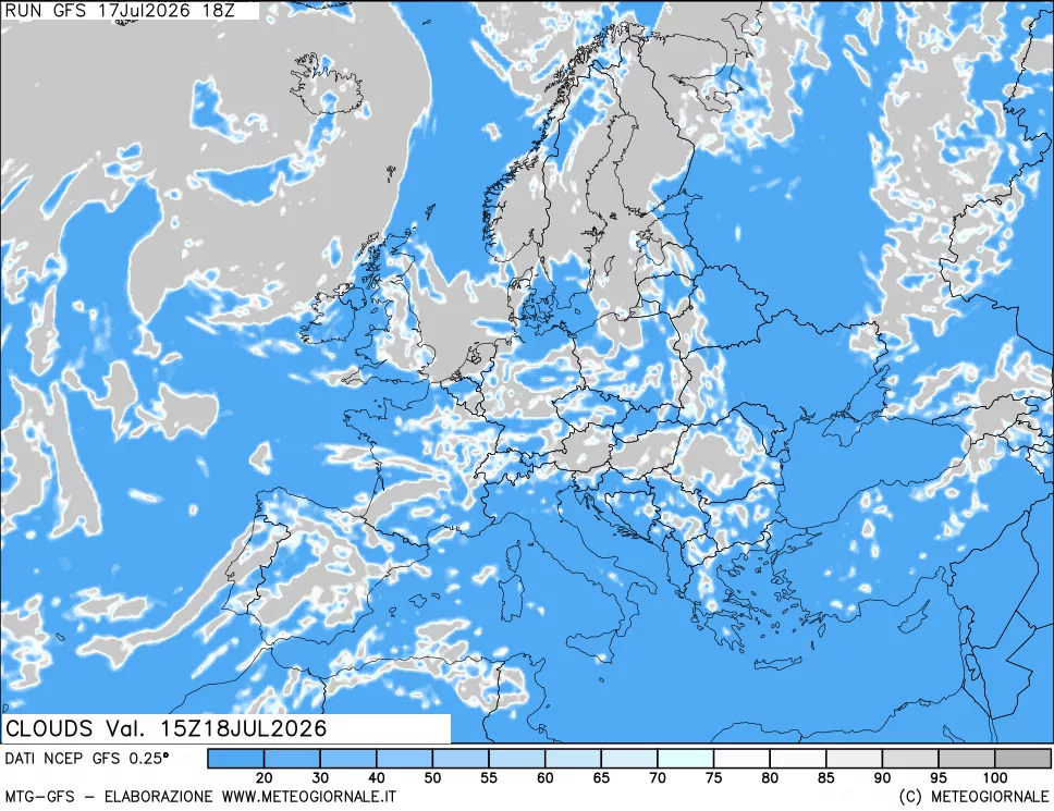 mappa Nuvolosit&agrave; totale