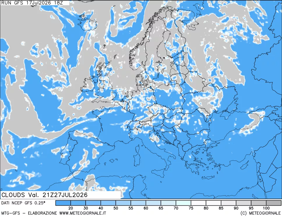 mappa Nuvolosit&agrave; totale