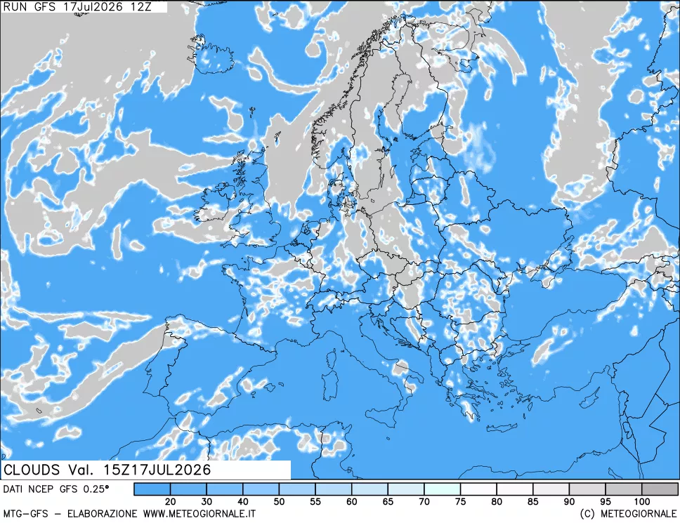 mappa Nuvolosit&agrave; totale