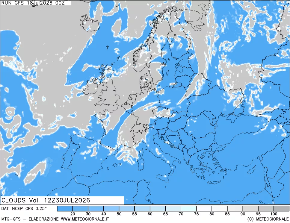 mappa Nuvolosit&agrave; totale