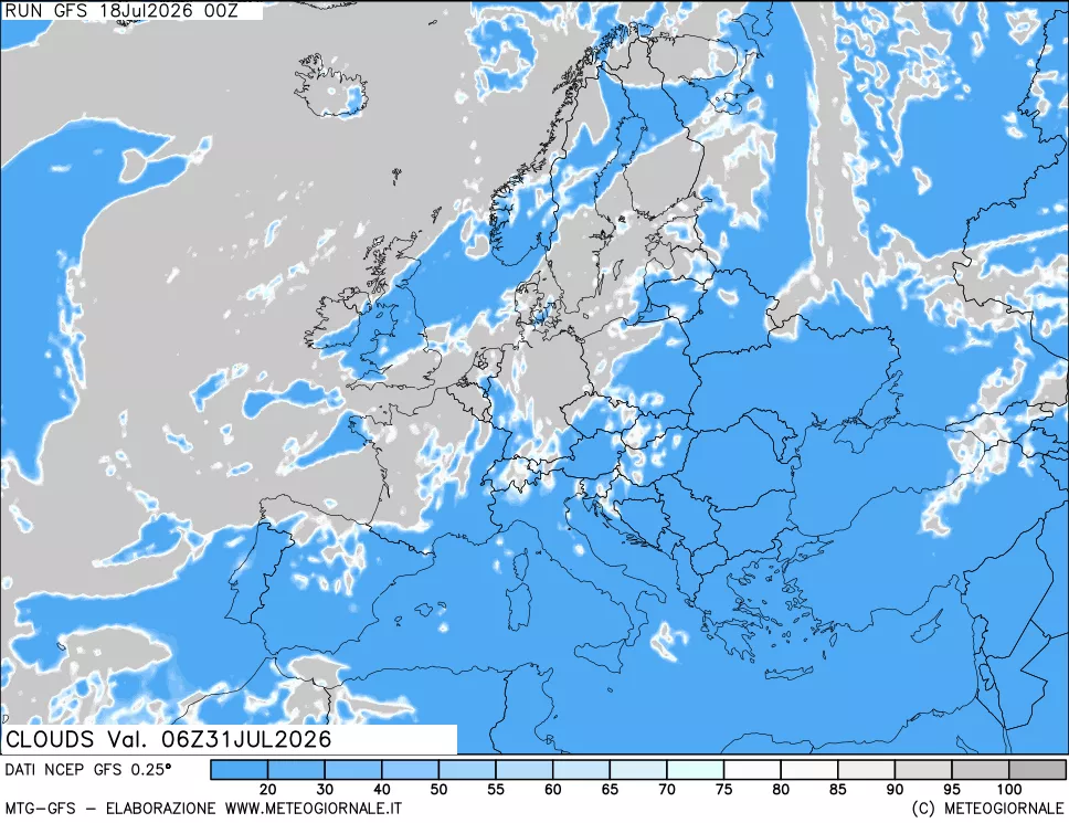 mappa Nuvolosit&agrave; totale
