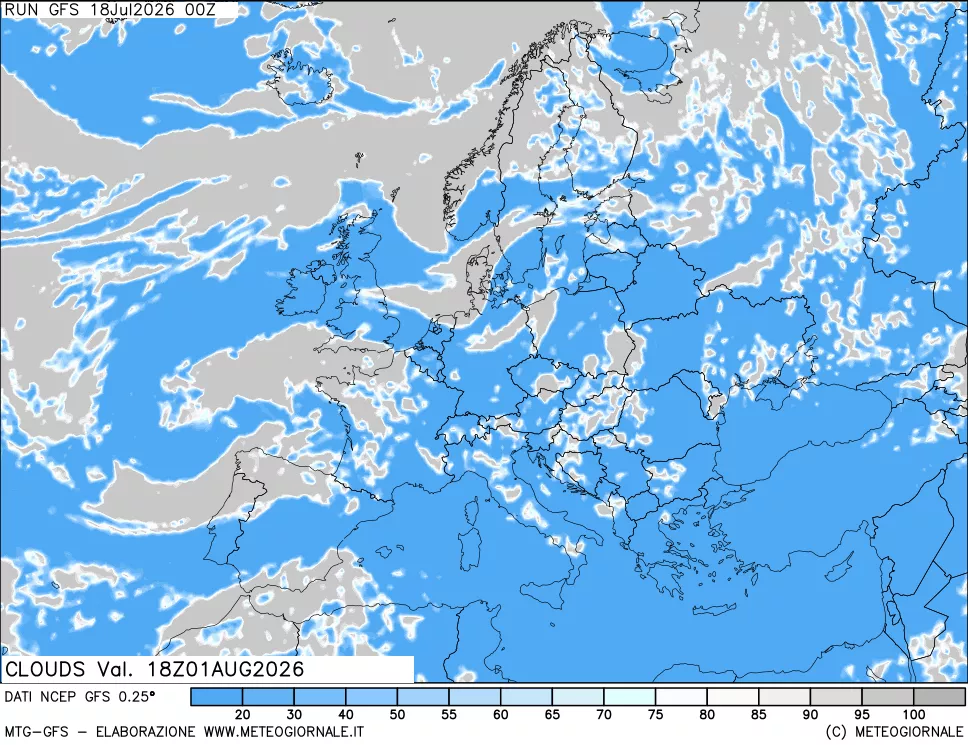mappa Nuvolosit&agrave; totale