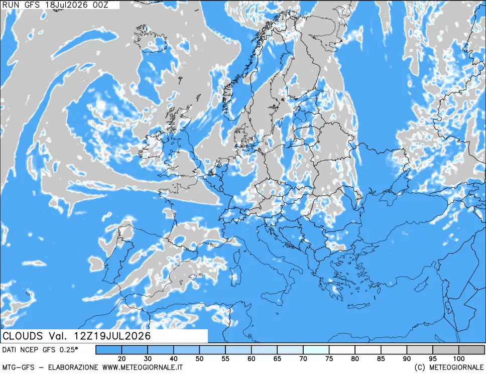 mappa Nuvolosit&agrave; totale