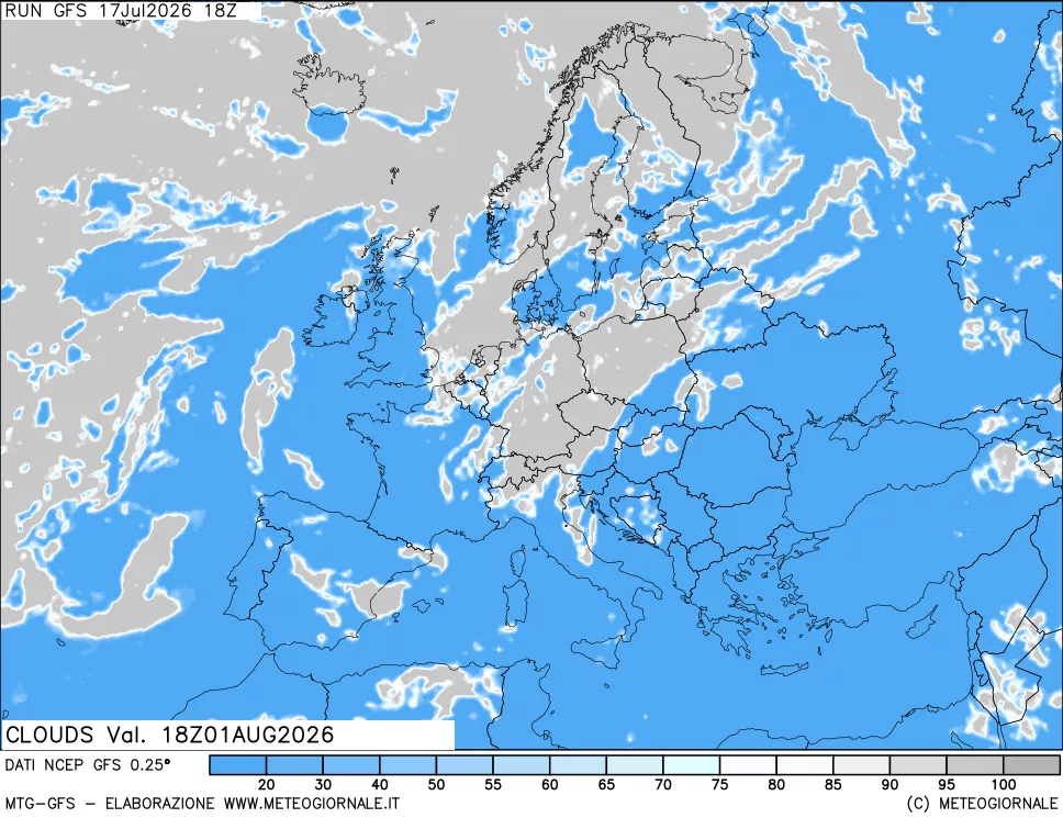 mappa Nuvolosit&agrave; totale