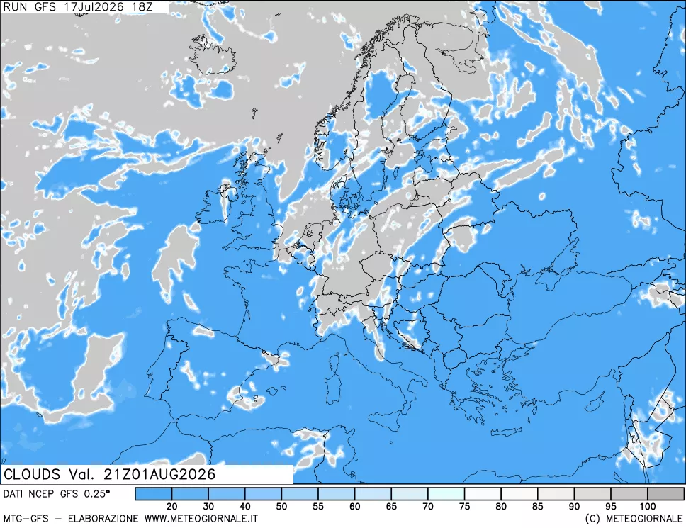 mappa Nuvolosit&agrave; totale