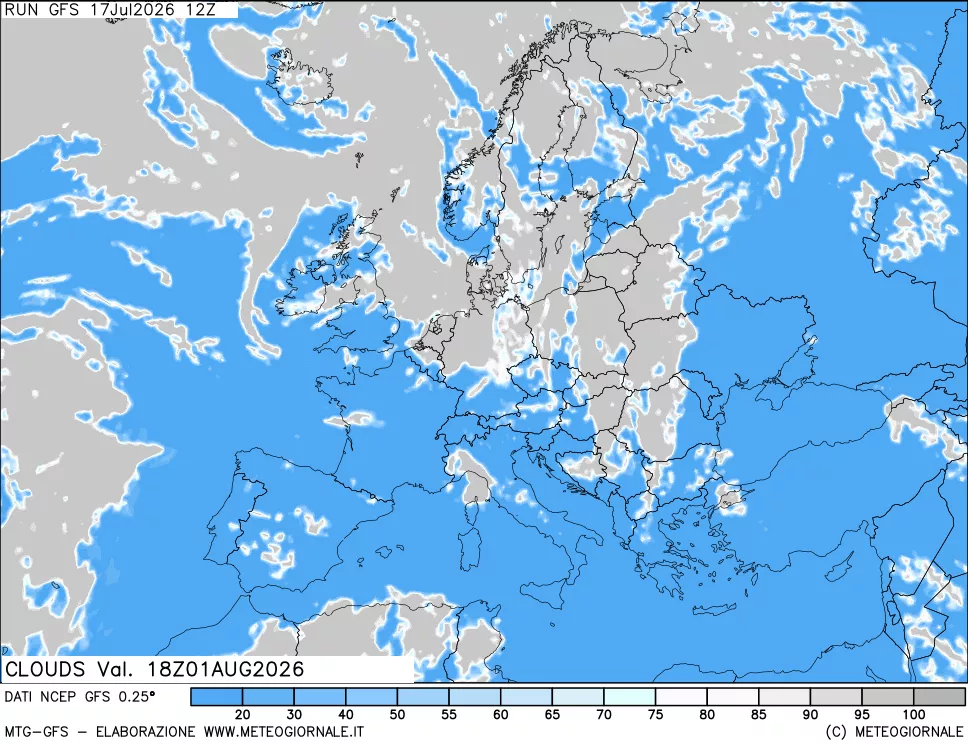 mappa Nuvolosit&agrave; totale