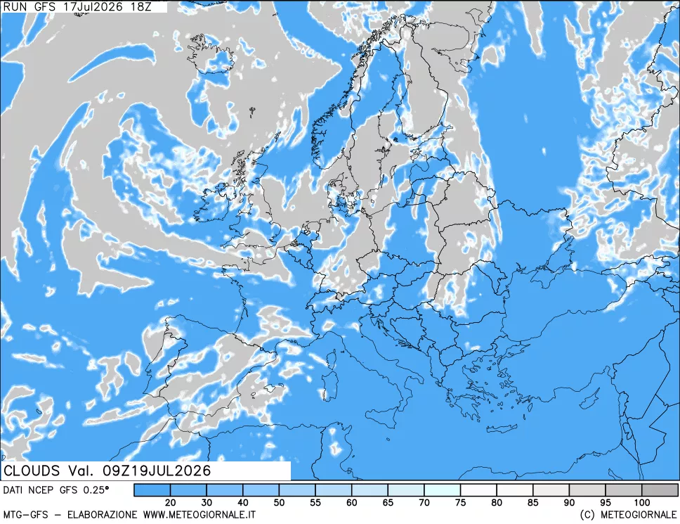 mappa Nuvolosit&agrave; totale