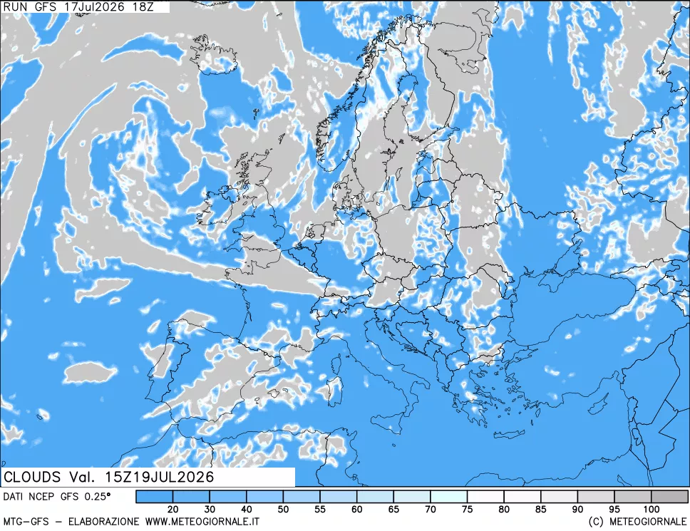 mappa Nuvolosit&agrave; totale