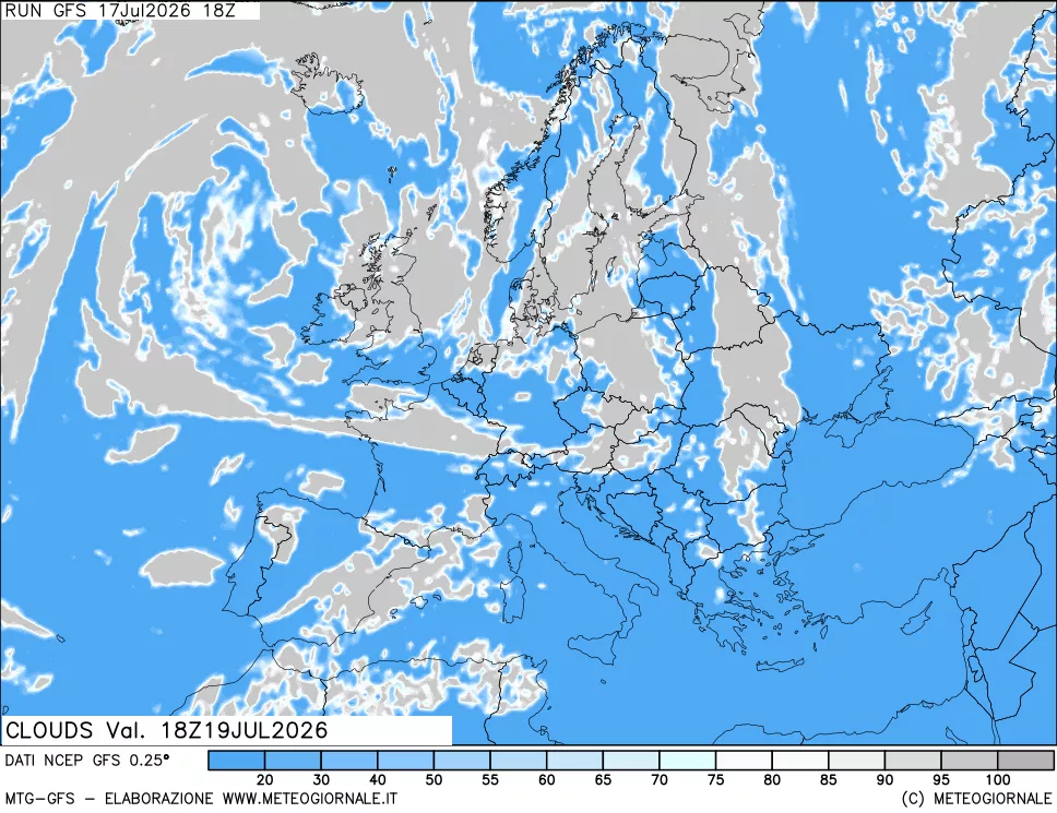 mappa Nuvolosit&agrave; totale